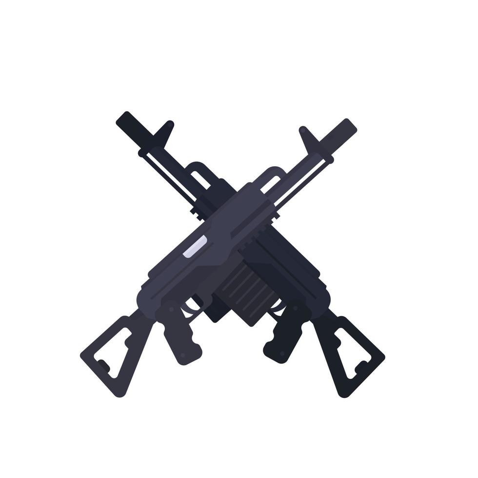 assault rifles, crossed guns in flat style vector