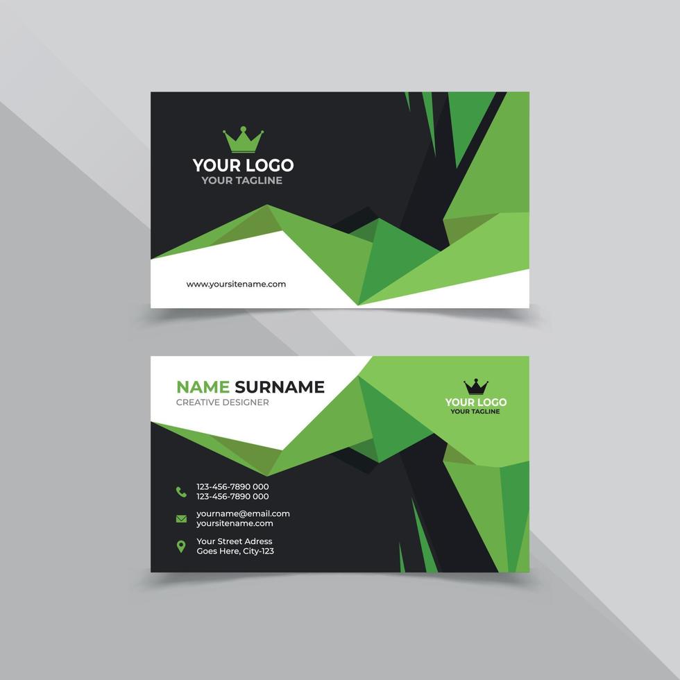 Awesome Business Card Design Template in green black and white color vector