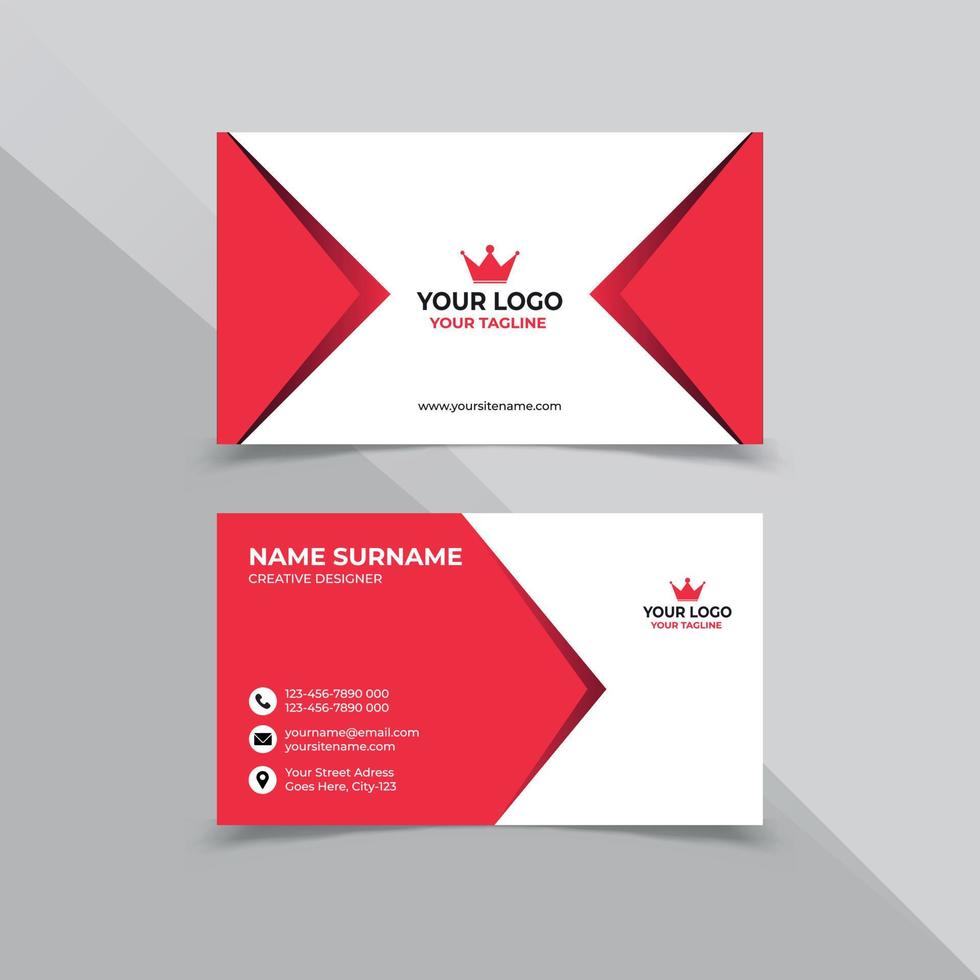 Business Card Design Template in red white vector