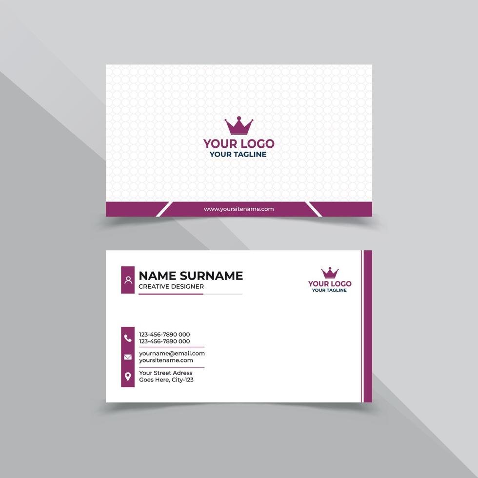 Minimal purple and white Business Card Design Template vector