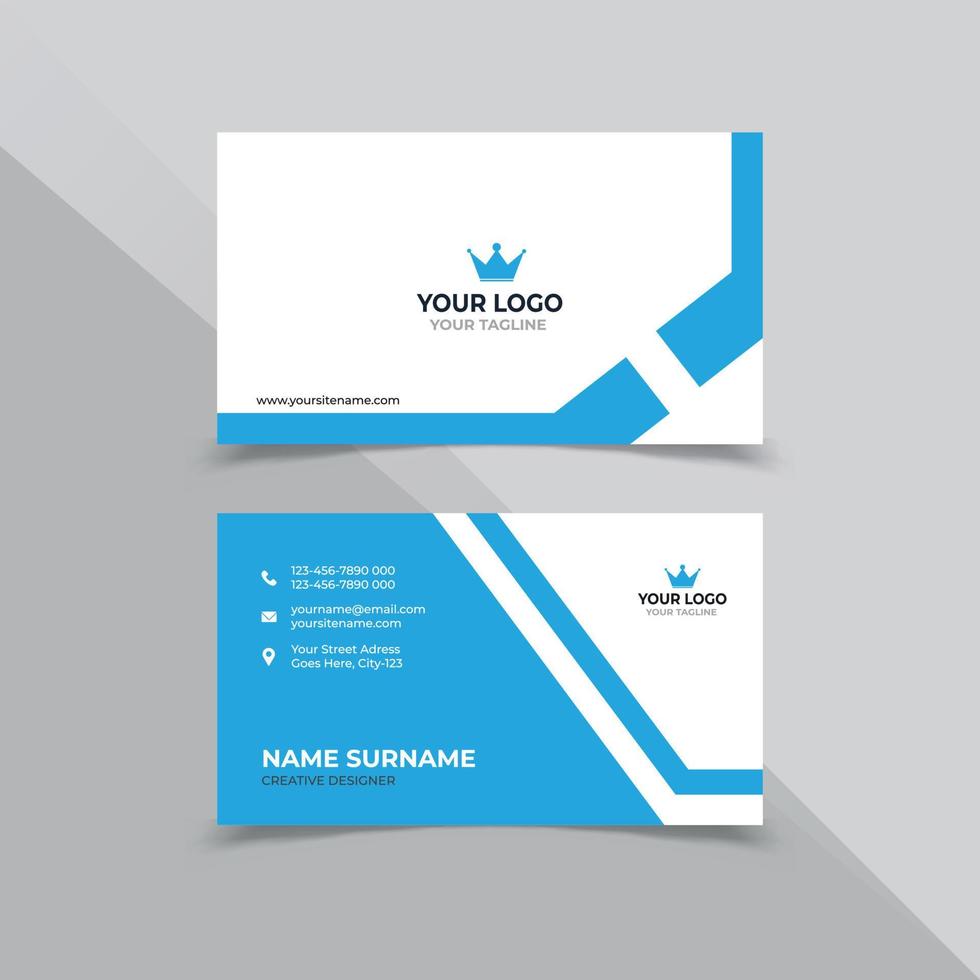 Corporate Business Card Design Template in Blue and white color vector