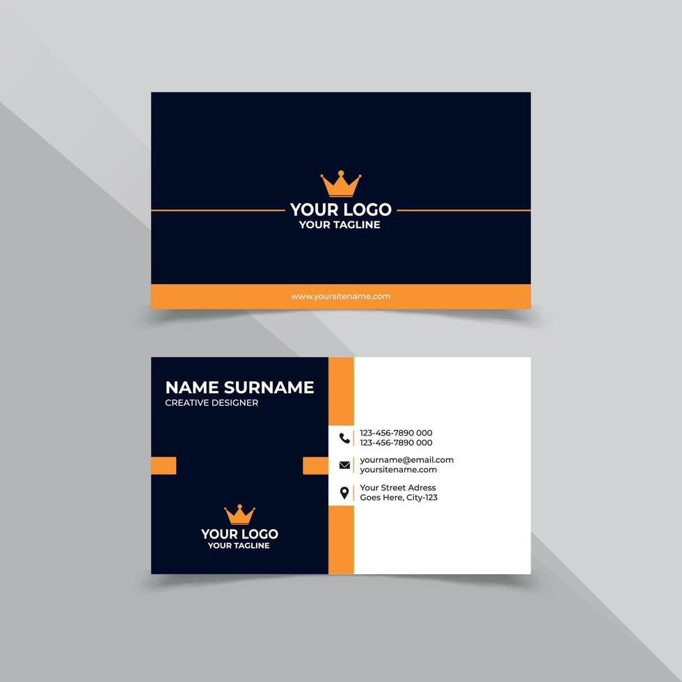 Black white and Orange Business Card Design Template vector