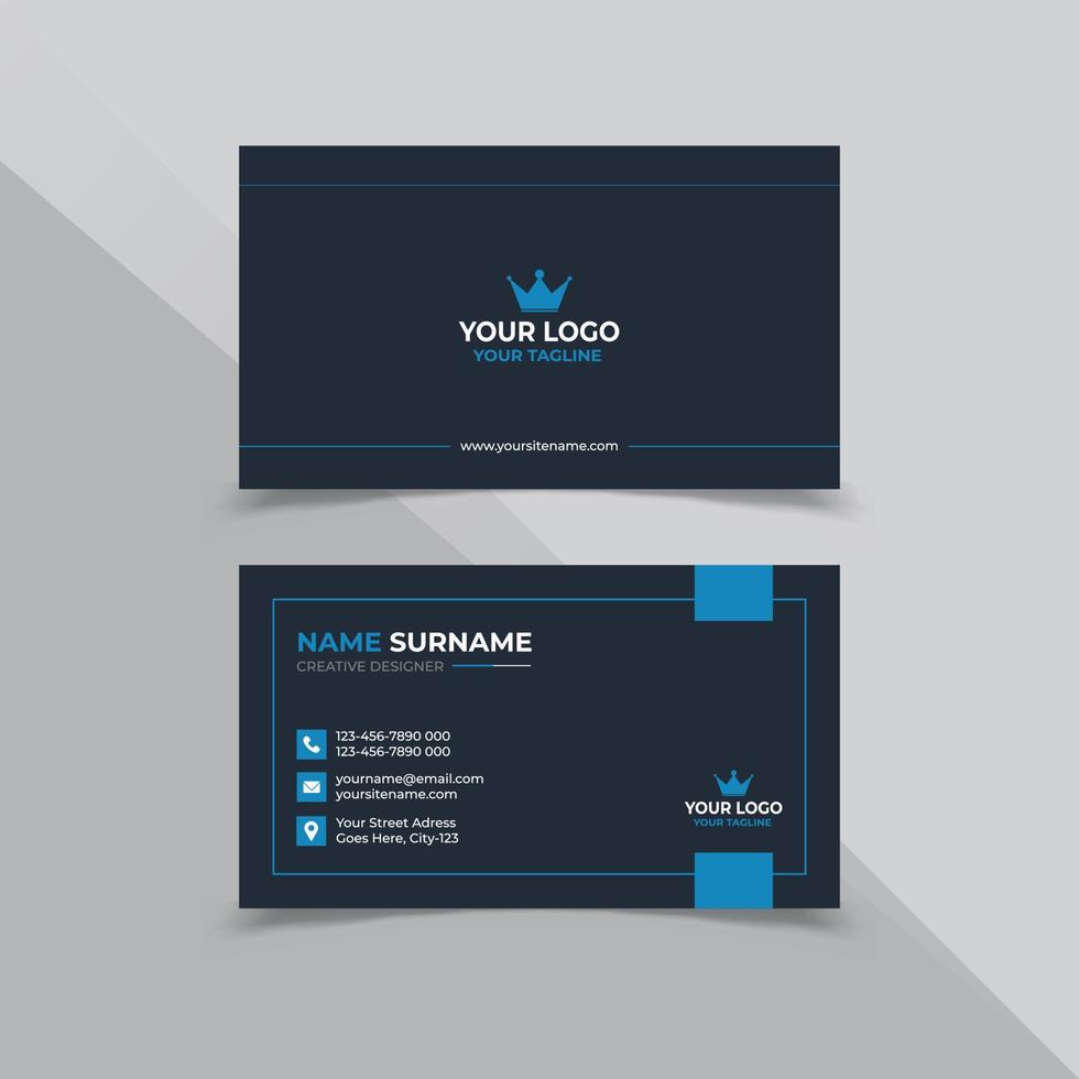 plantilla de diseño de tarjeta de visita de empresa de color negro y azul vector
