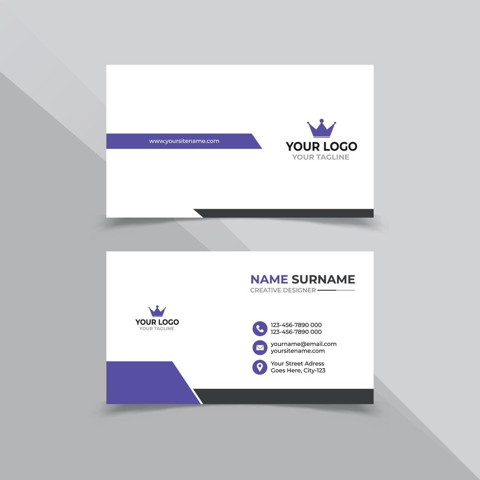 bonito diseño de tarjeta de visita en color morado y blanco vector