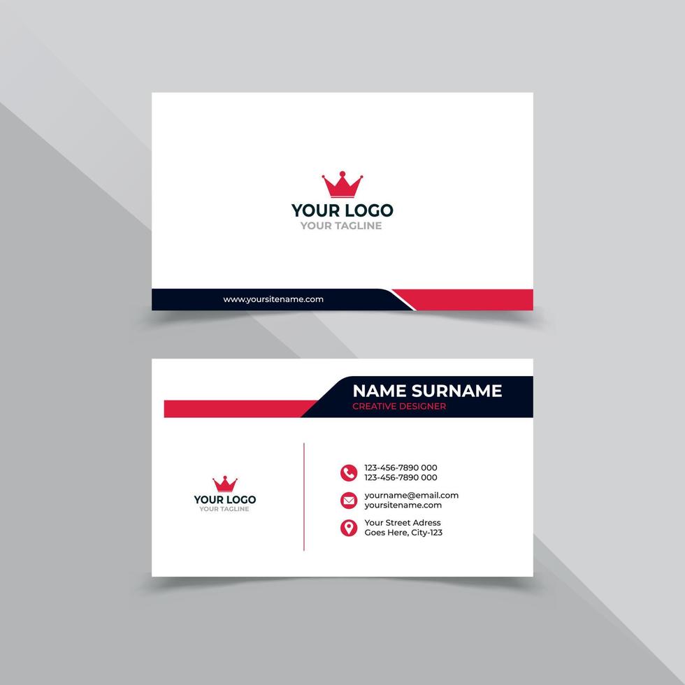 Minimal Business Card design Template In white red and Balck color vector
