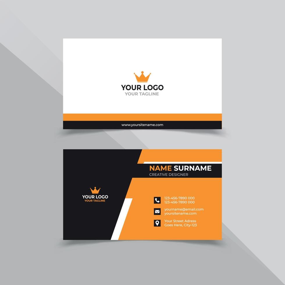 Minimal Business Card Design Template white orange and black color vector