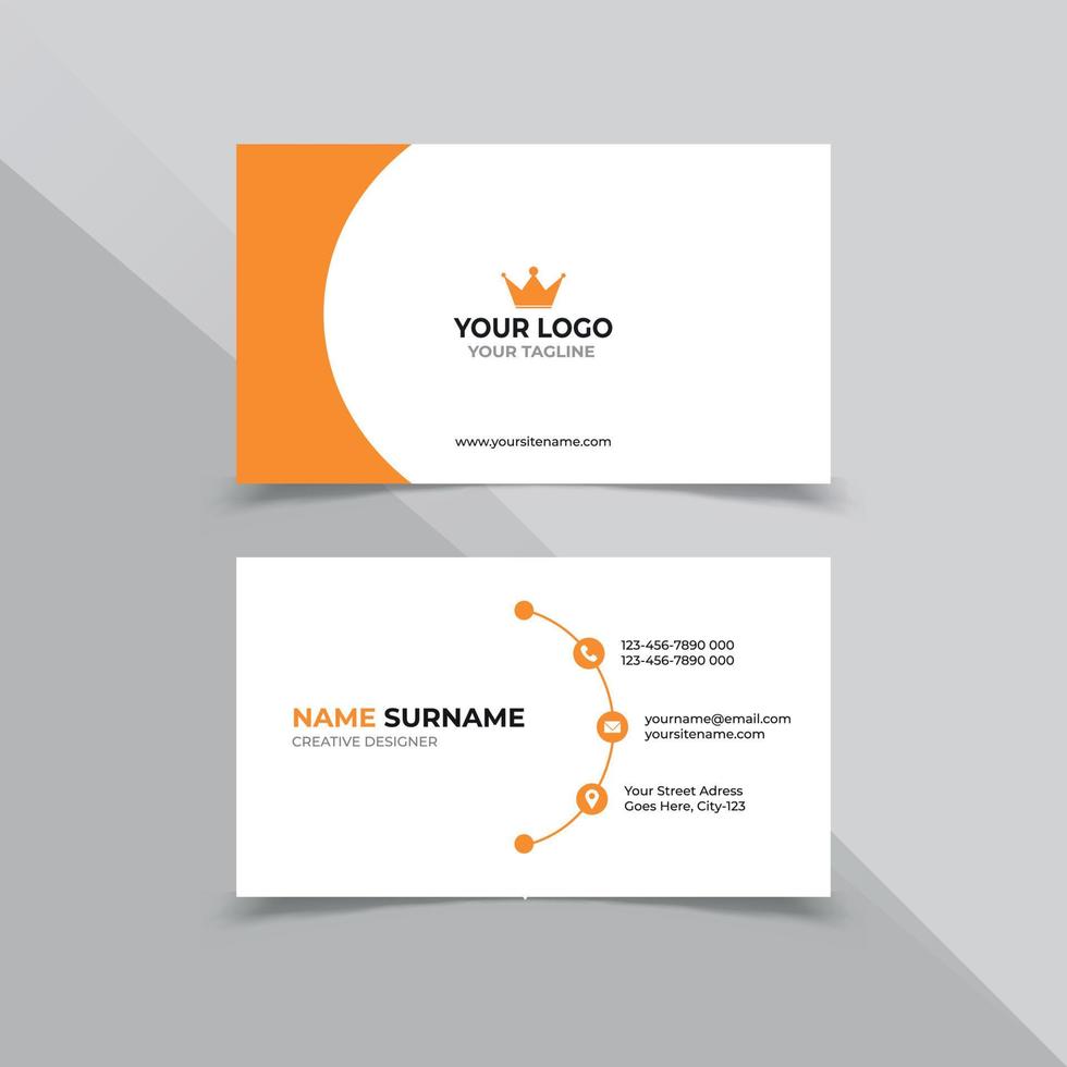 plantilla de diseño de tarjeta de visita creativa en color naranja blanco vector