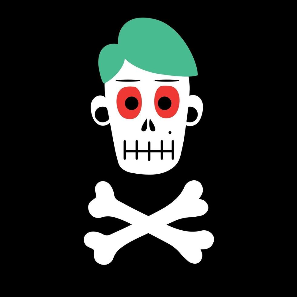 Skull and bones zombie men. Vector illustration