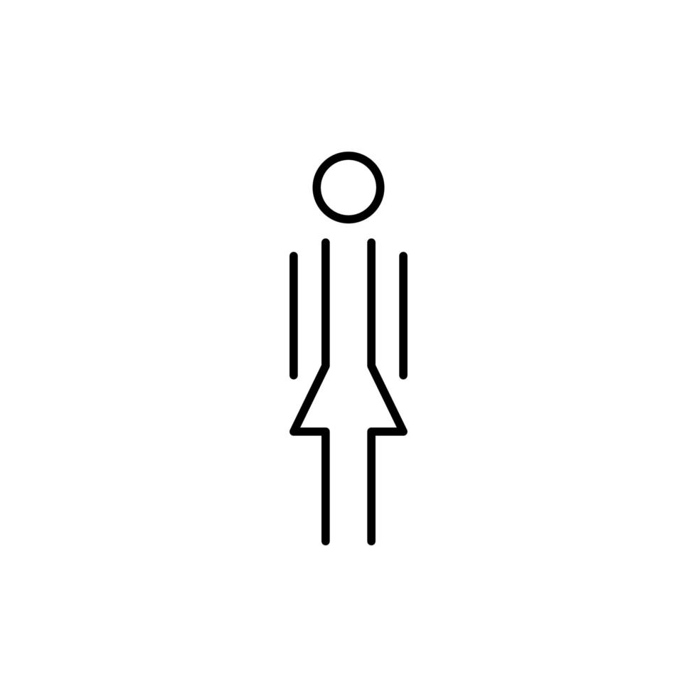 icono lineal de mujer. signo femenino para baño. pictograma de wc de niña para baño. símbolo de inodoro vectorial aislado vector