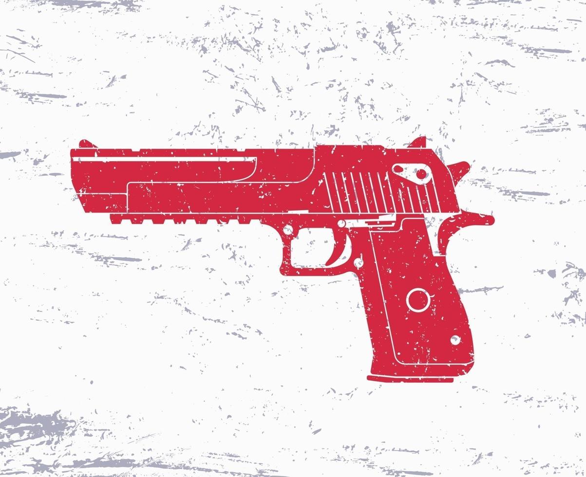 gun, powerful pistol, on grunge background vector