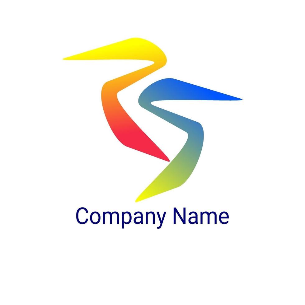 a logo vector with a combination of the letter r and s or the number 25, with yellow red blue and green gradations, suitable for a dynamic and modern symbol of an institution or company