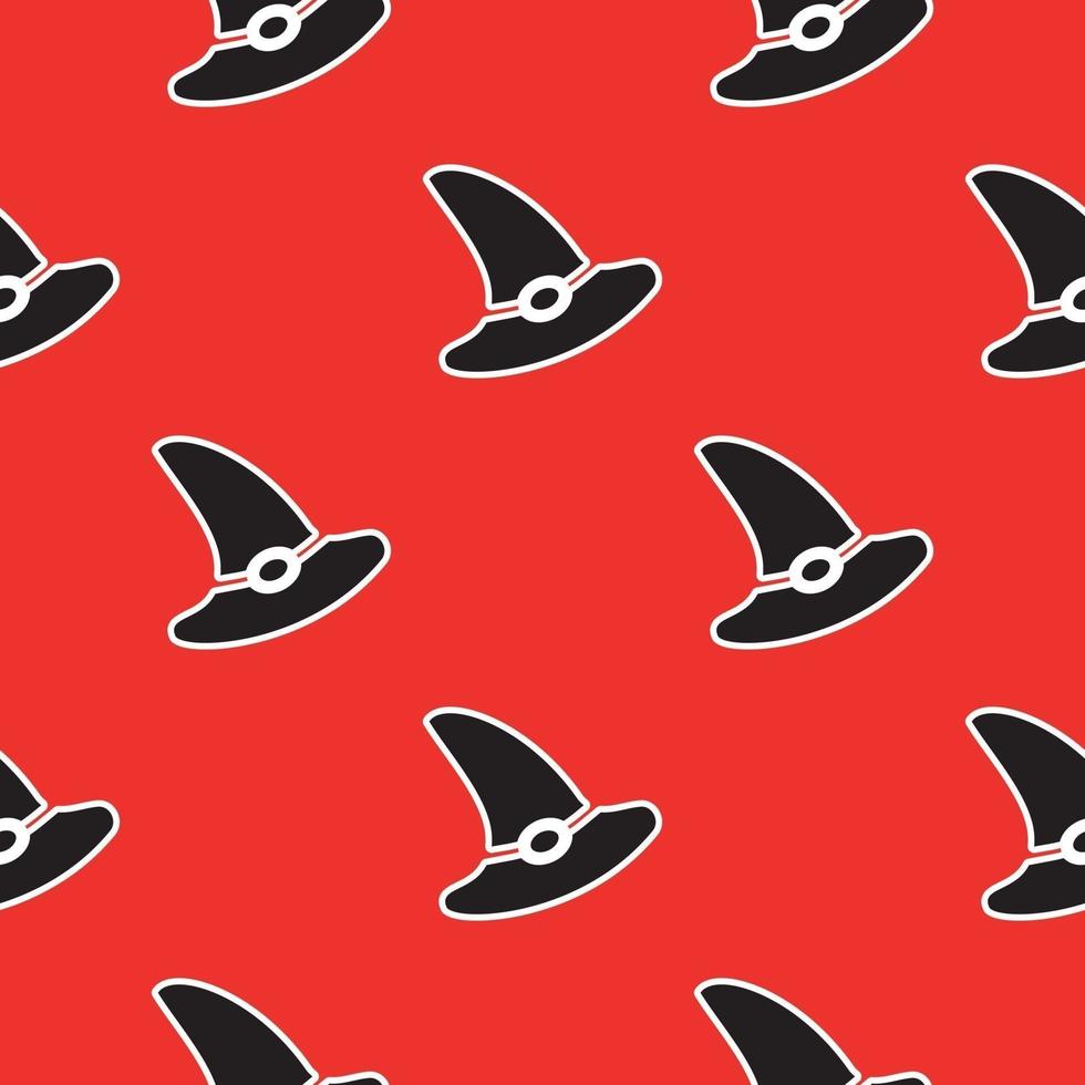 pattern with a witch s hat on a red background vector