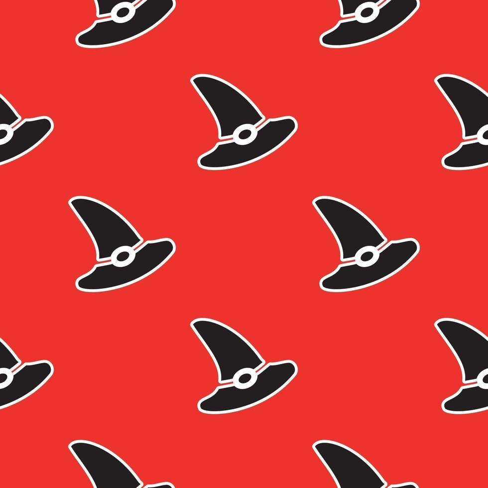 pattern with a witch s hat on a red background vector