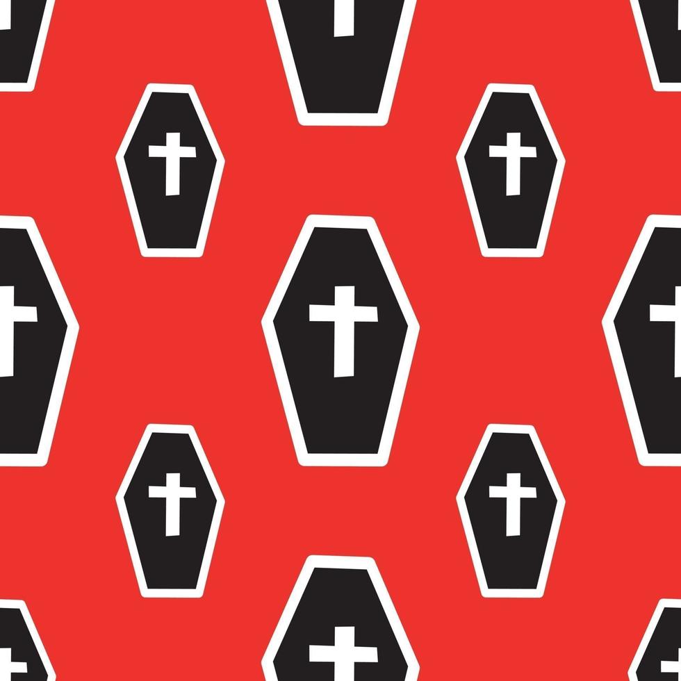 pattern with coffins and crosses vector