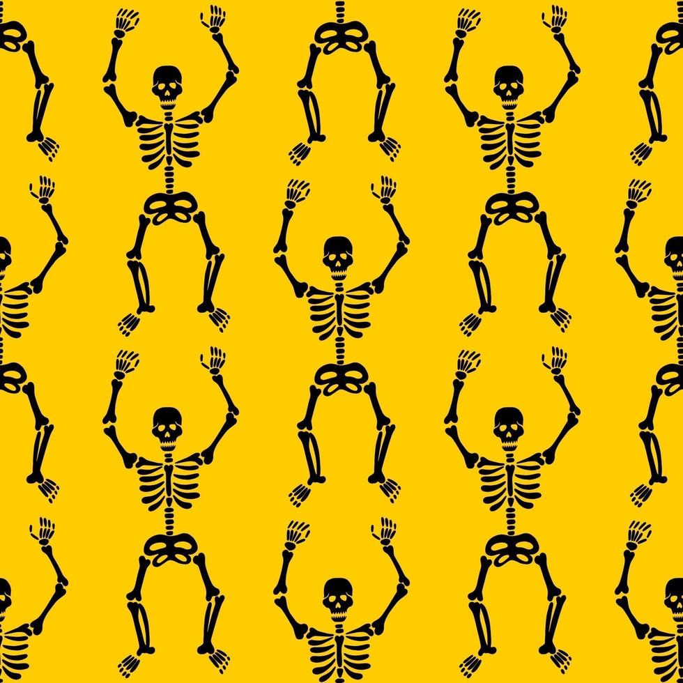 Seamless pattern with black skeletons vector