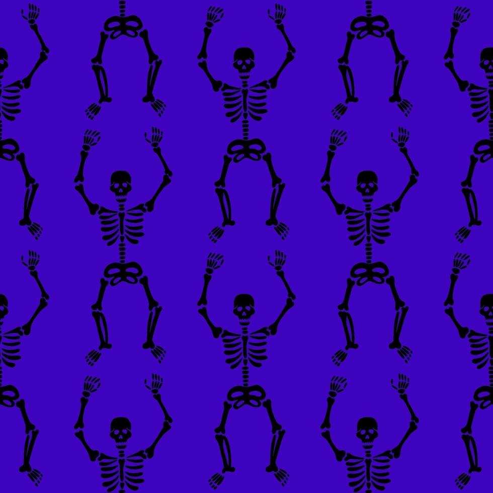 Seamless pattern with black skeletons vector