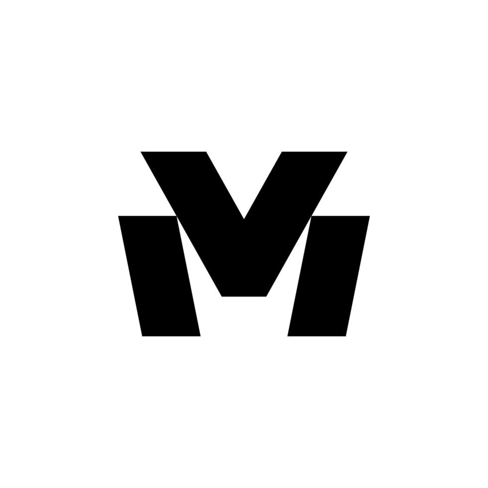 Simple black letter M or MV logo design template on white background. Suitable for any brand. vector