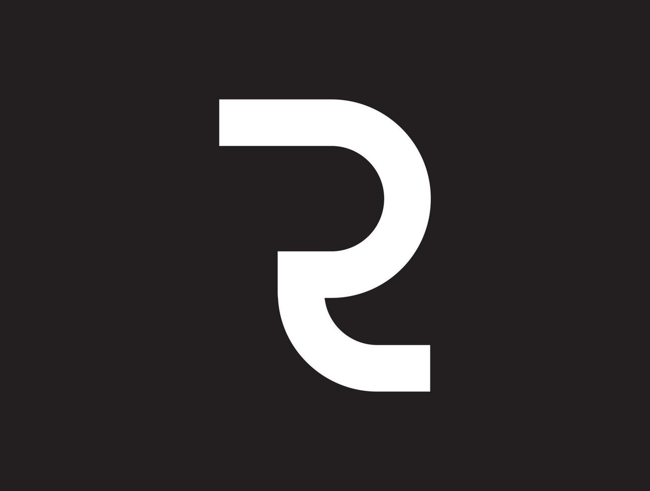 diseño de logotipo único letra r sobre fondo negro vector
