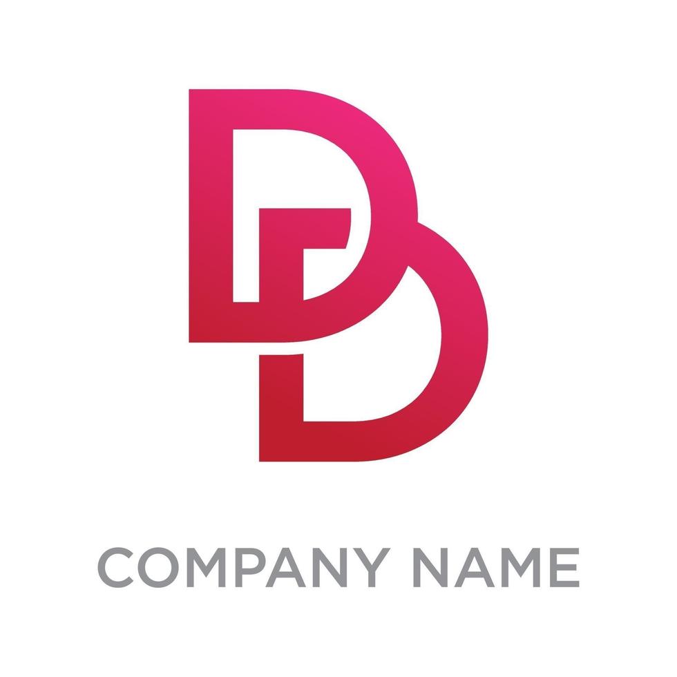 Letter DD or B logo design template with white background vector