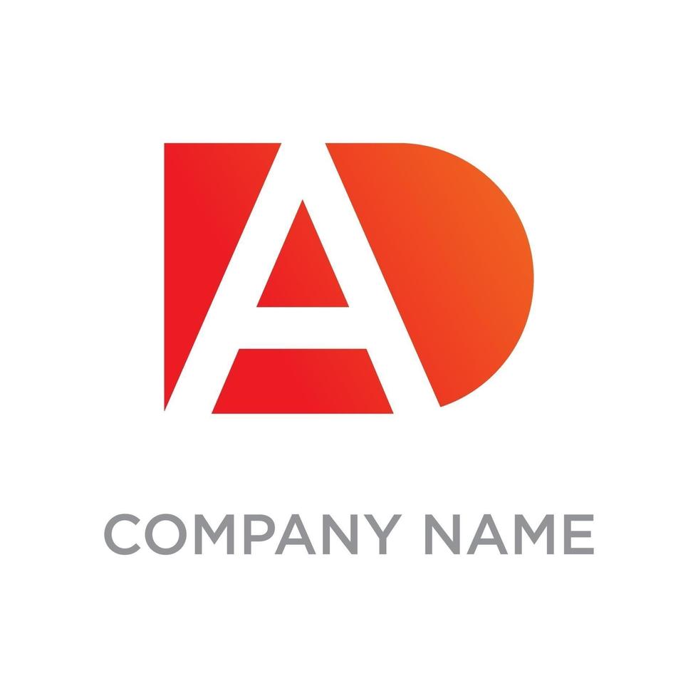 Letter AD or DA logo design template with white background vector