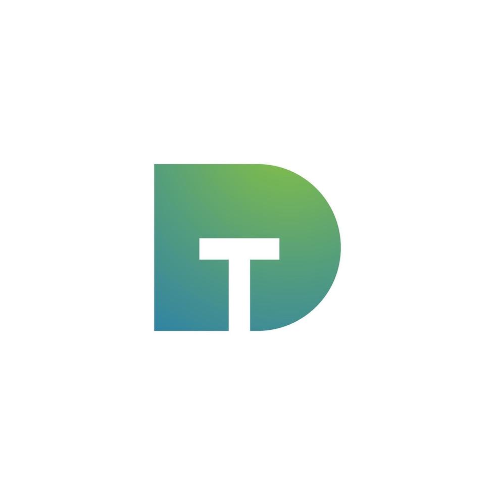 Simple gradient letter DT or TD logo design vector