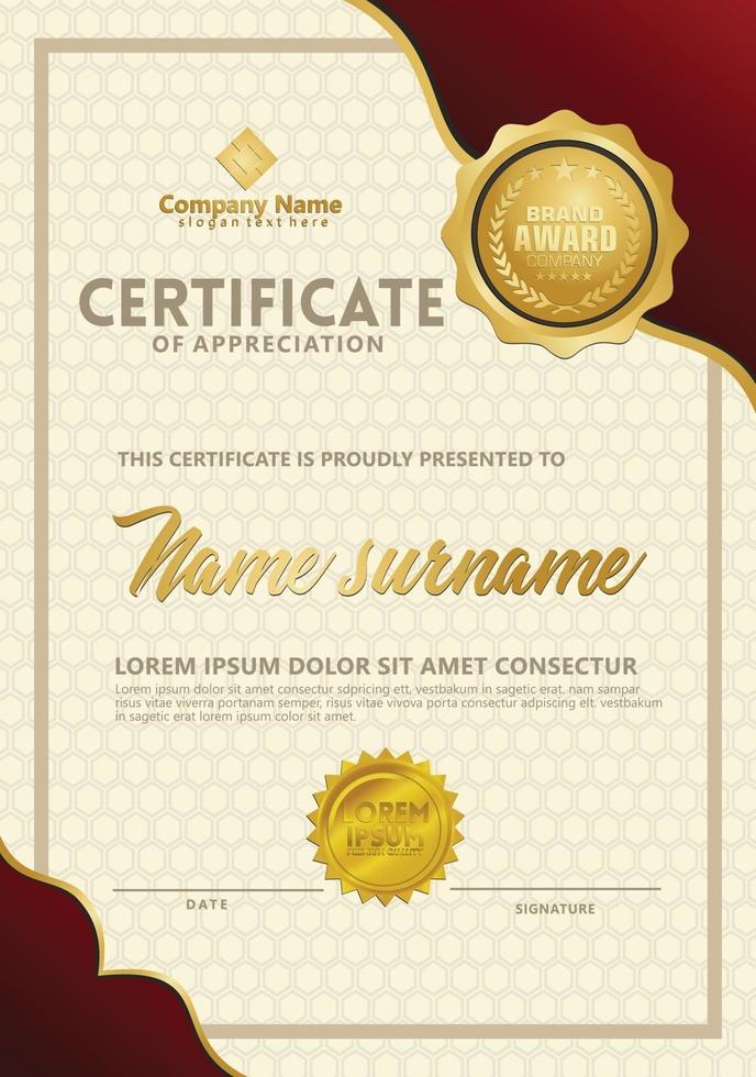 Certificate template with luxury. Vector illustration