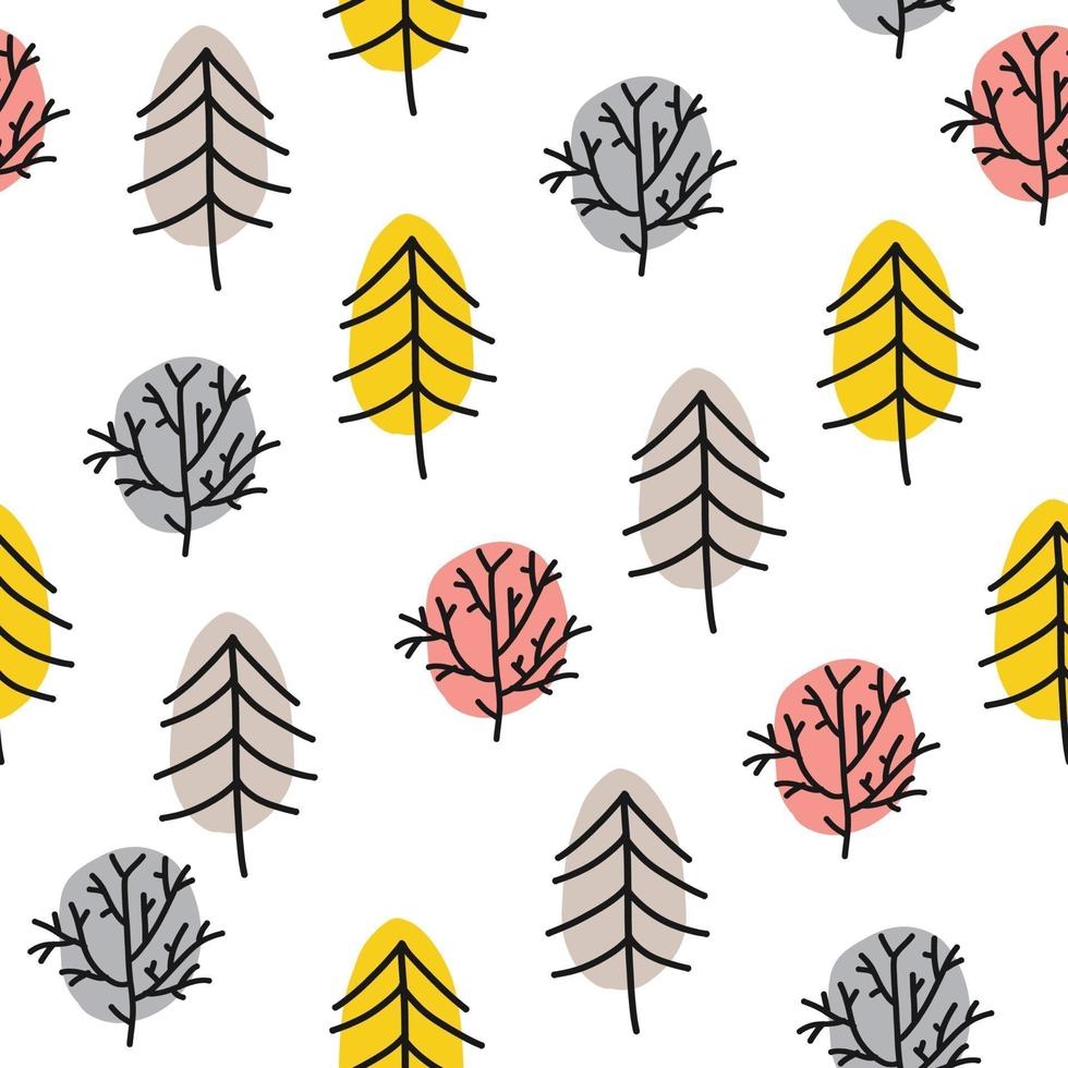 Seamless pattern of cute abstract forest wood vector