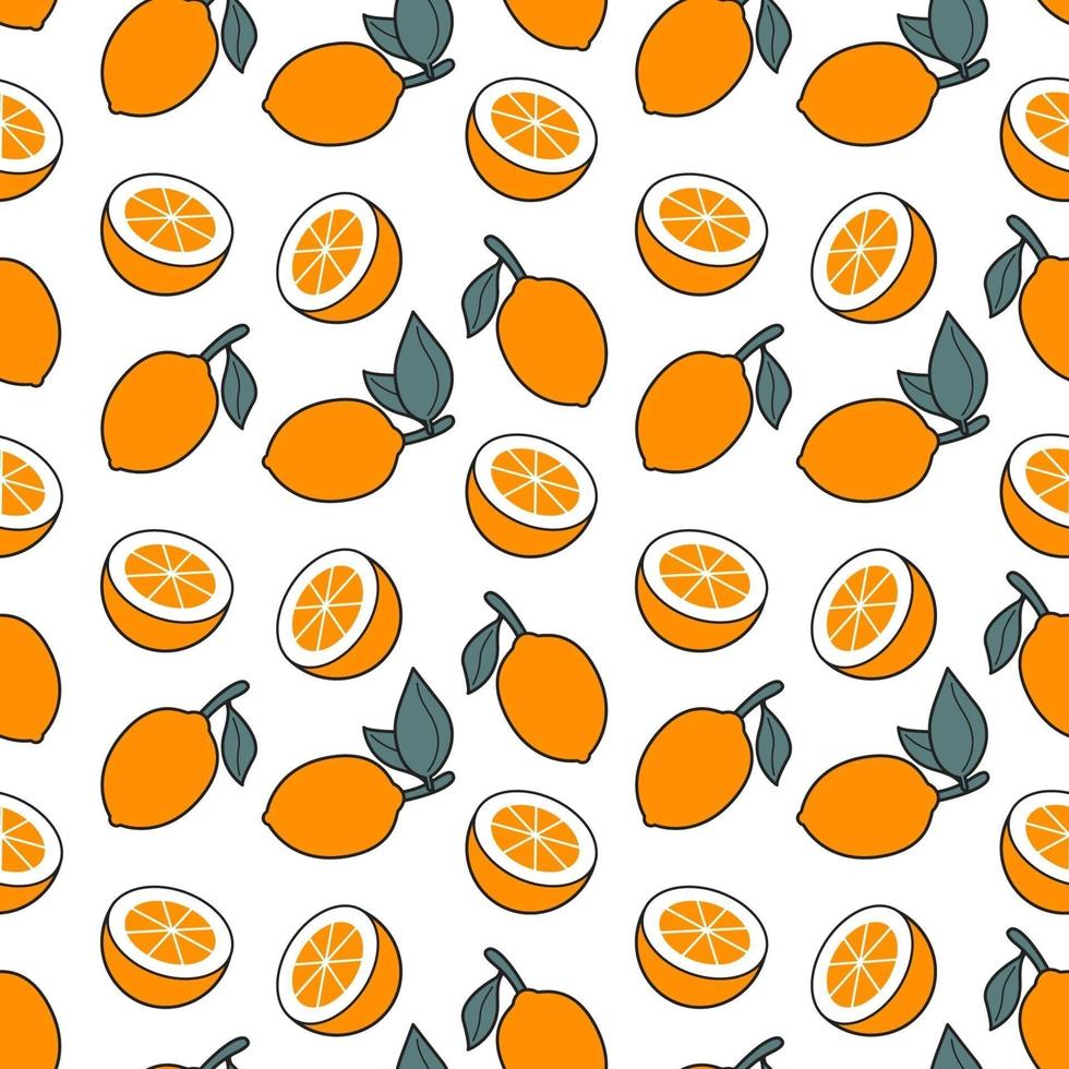 fresh orange seamless pattern citrus illustration vector