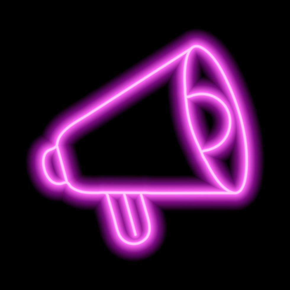 altavoz de neón rosa sobre un fondo negro. contorno. ilustración minimalista vector