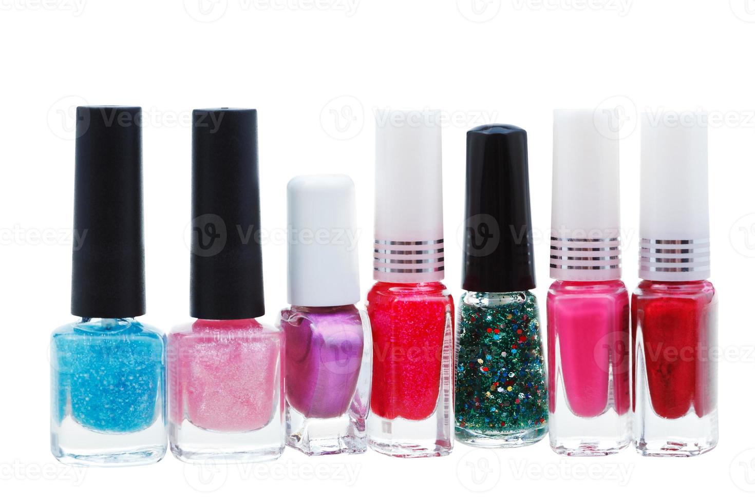 set of various nail polish isolated on white photo