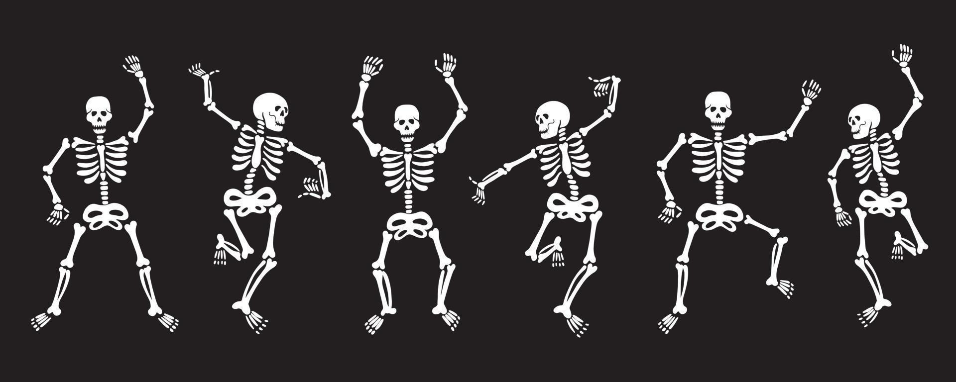 Set of dancing black skeletons.vector illustration vector