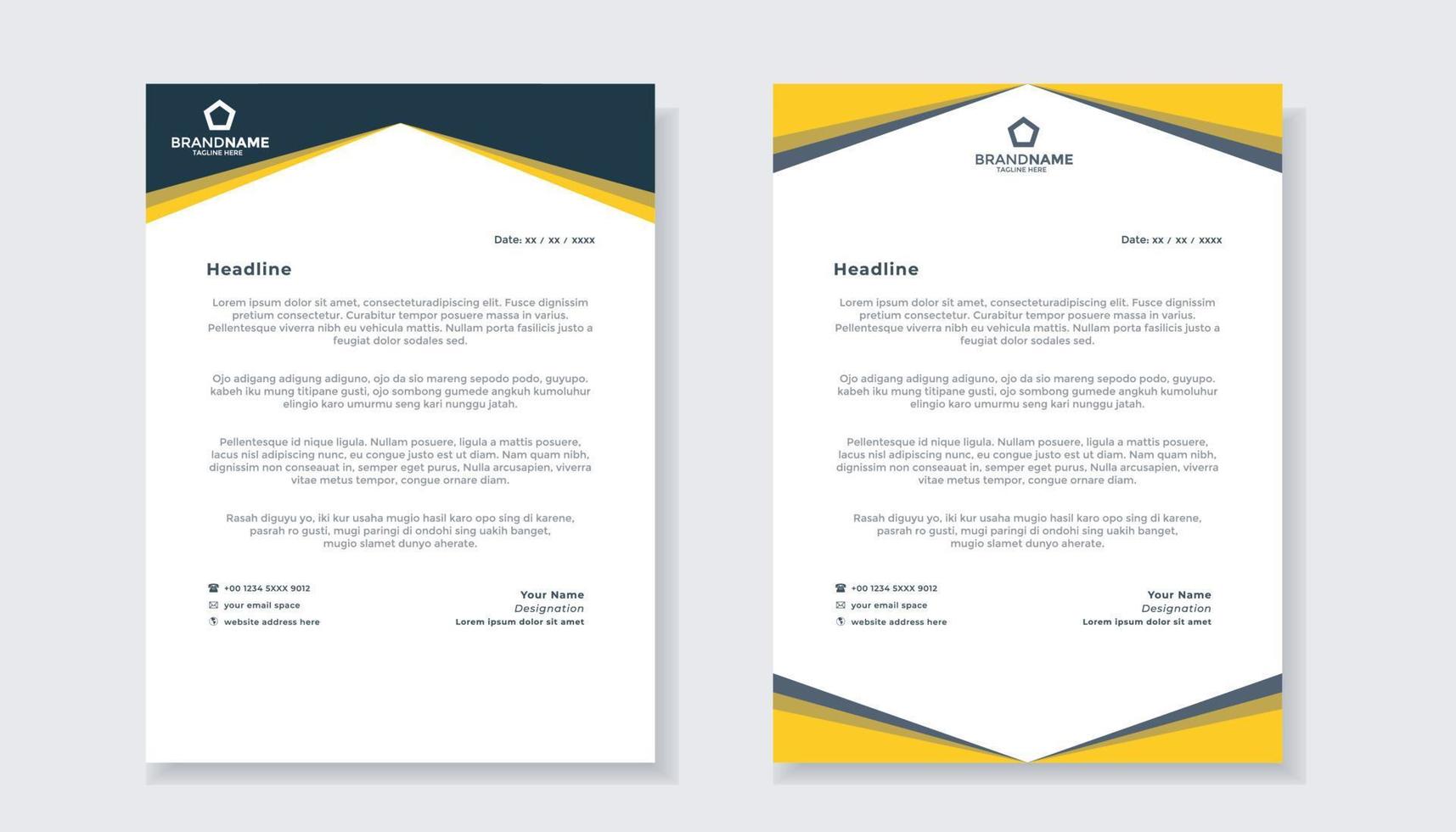 set of modern letterhead template for stationery design all business company. vector format editable A4. for download.