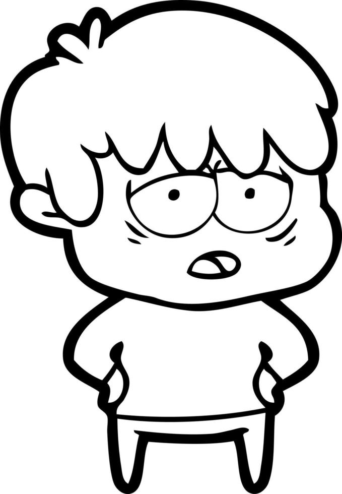 cartoon exhausted boy vector