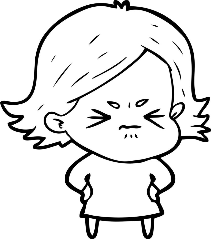 angry girl clipart black and white