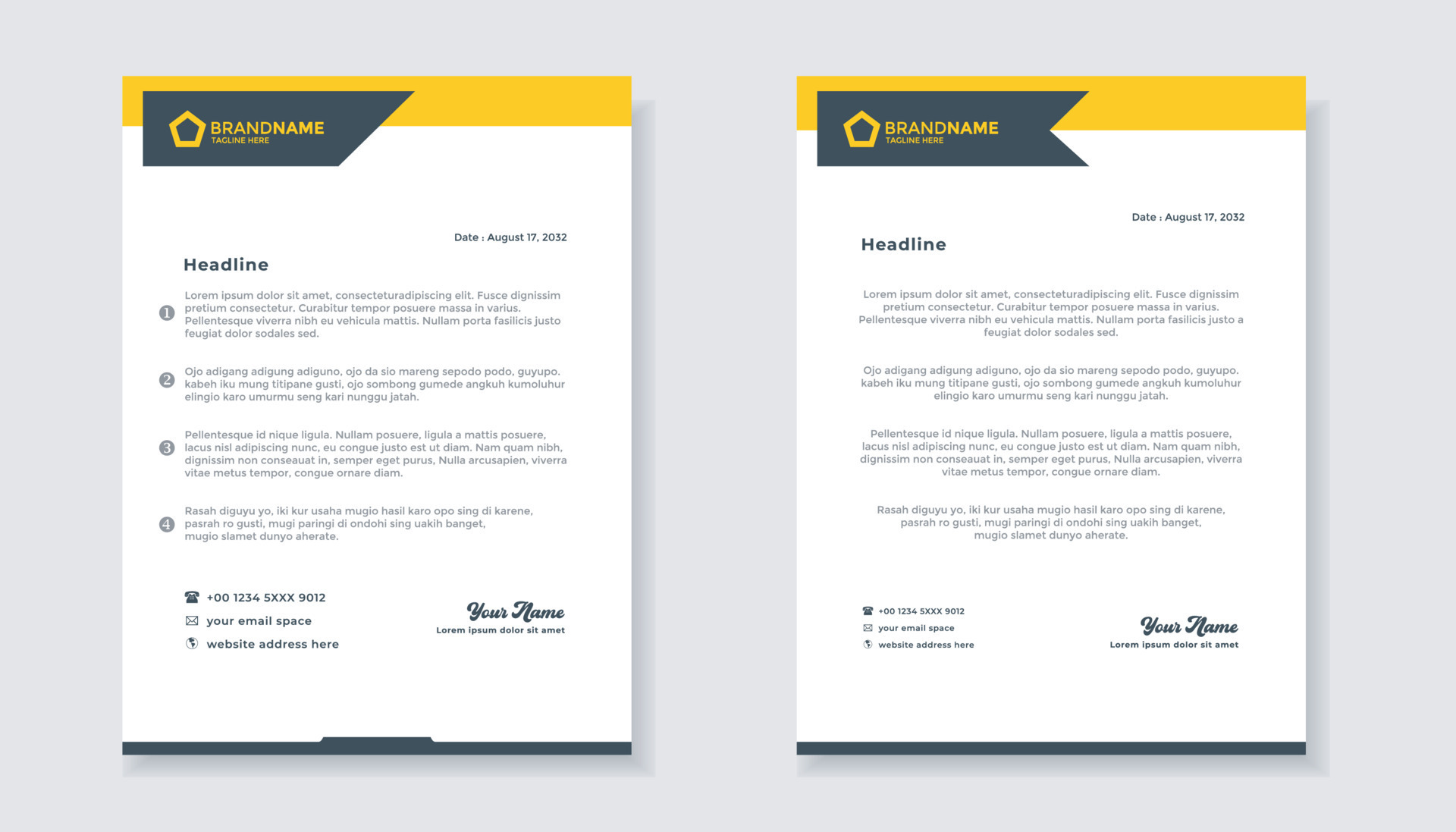 Set of modern letterhead template for stationery design all business
