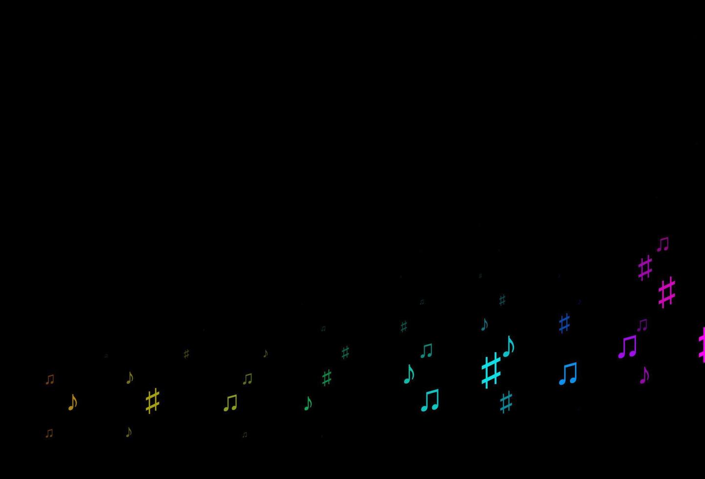 Dark Multicolor, Rainbow vector texture with musical notes.