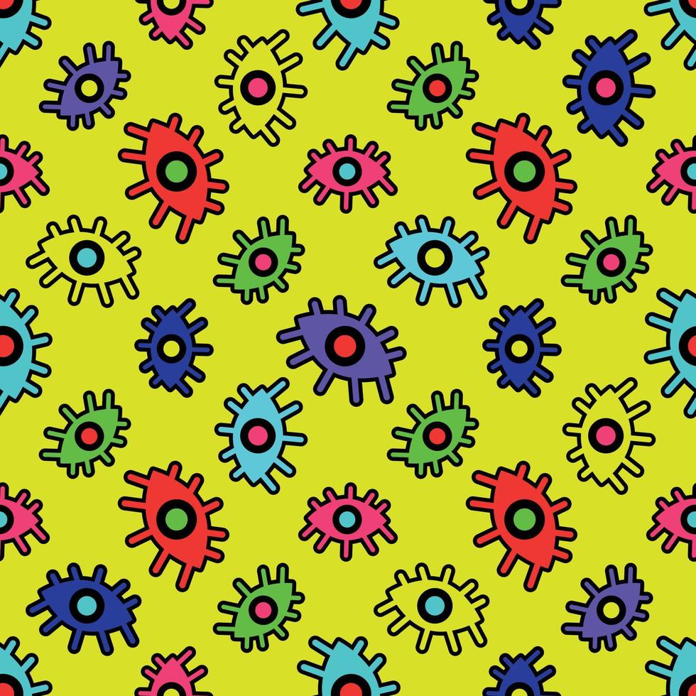 Seamless pattern of multicolored abstract eyes vector