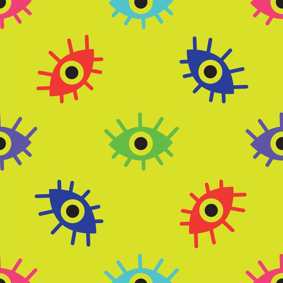 Seamless pattern of multicolored abstract eyes vector