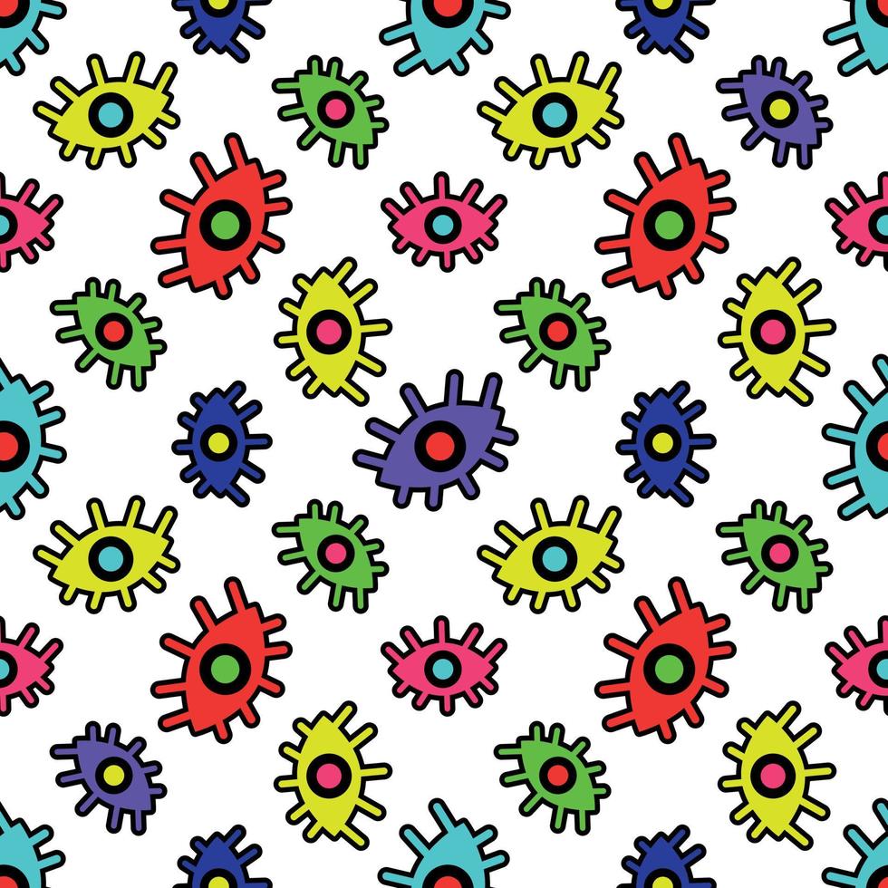 Seamless pattern of multicolored abstract eyes vector