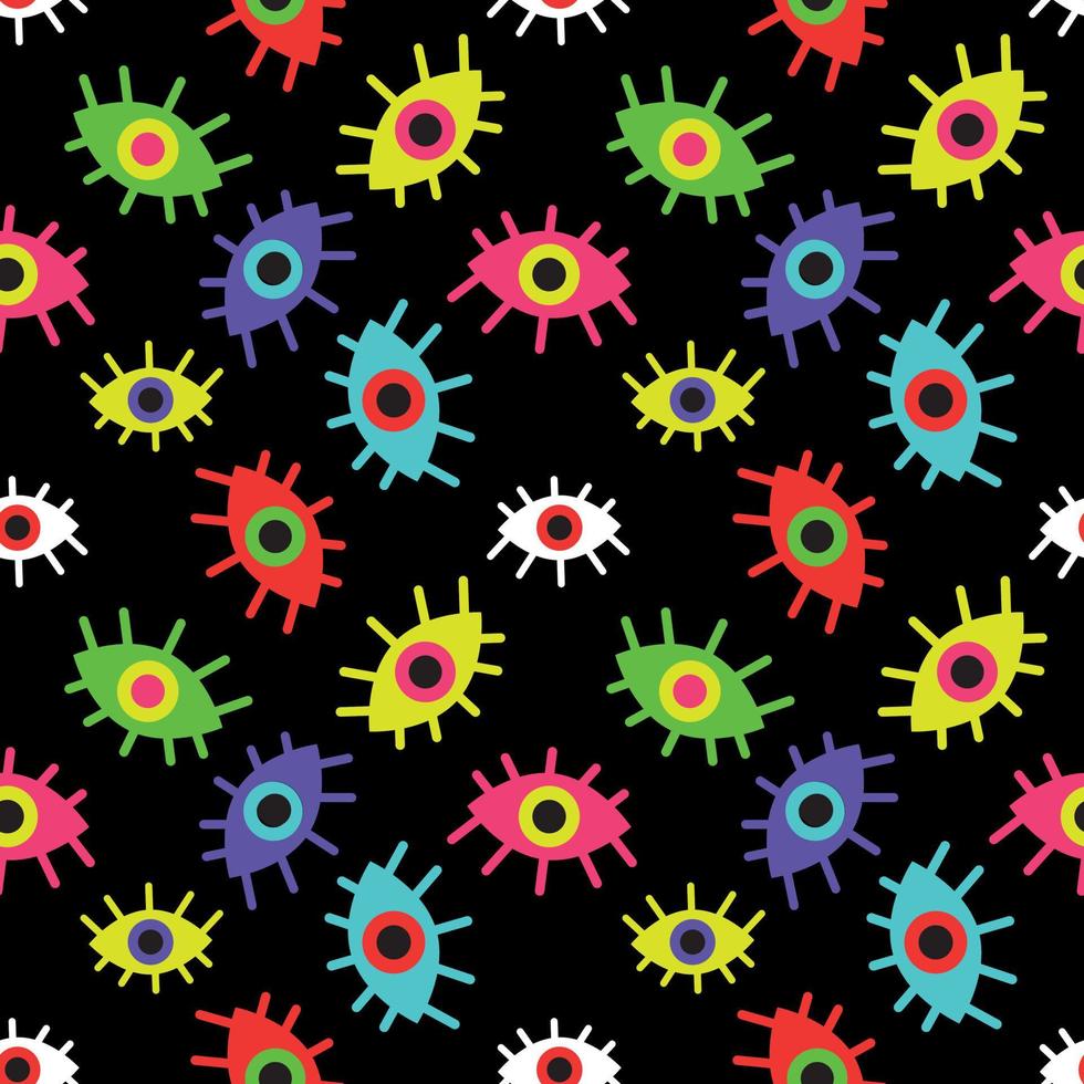 Seamless pattern of multicolored abstract eyes vector