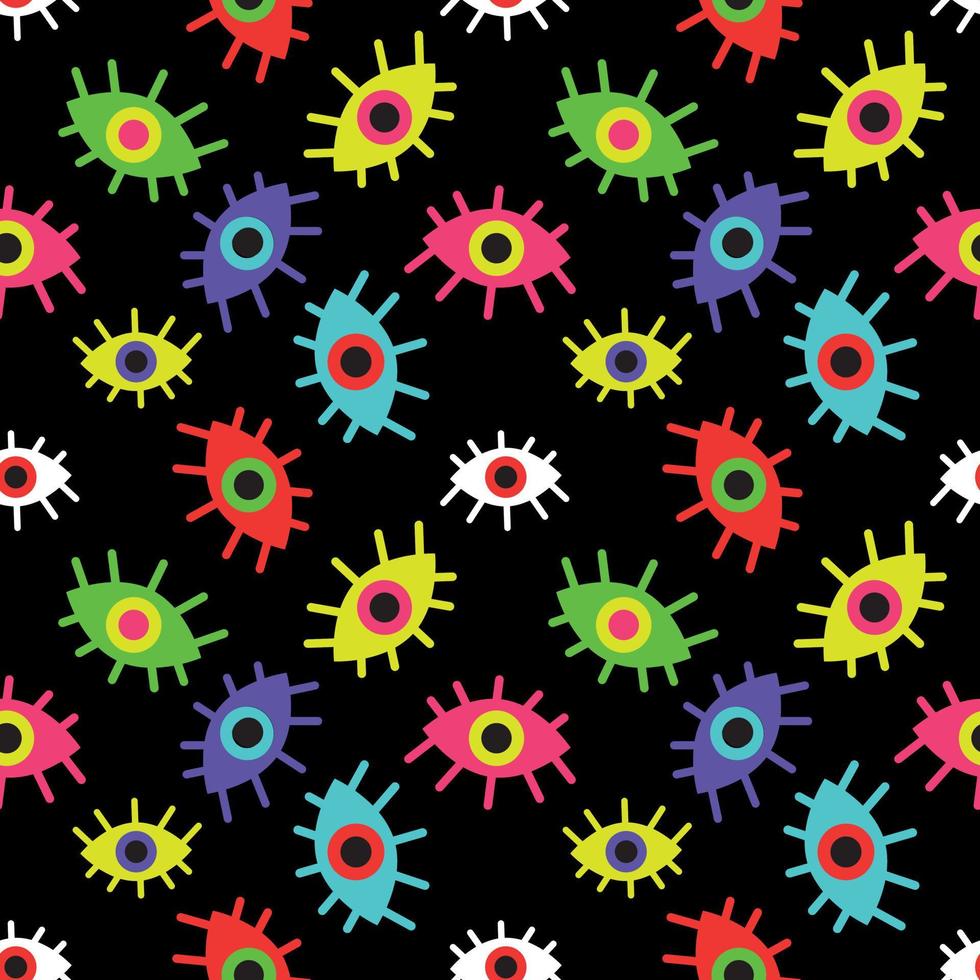 Seamless pattern of multicolored abstract eyes vector