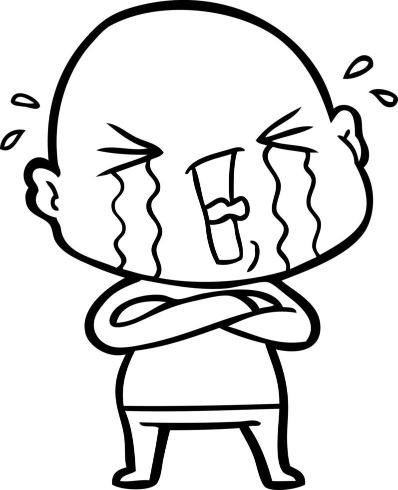cartoon crying bald man vector