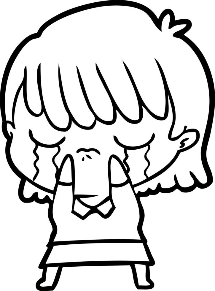 cartoon woman crying vector