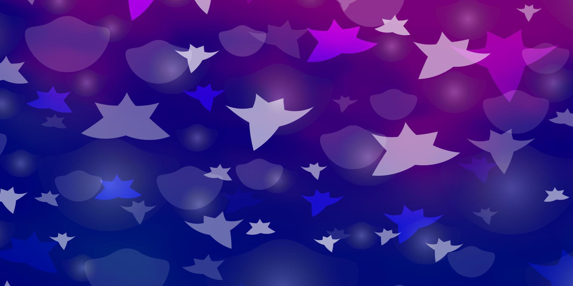 textura de vector rosa claro, azul con círculos, estrellas.