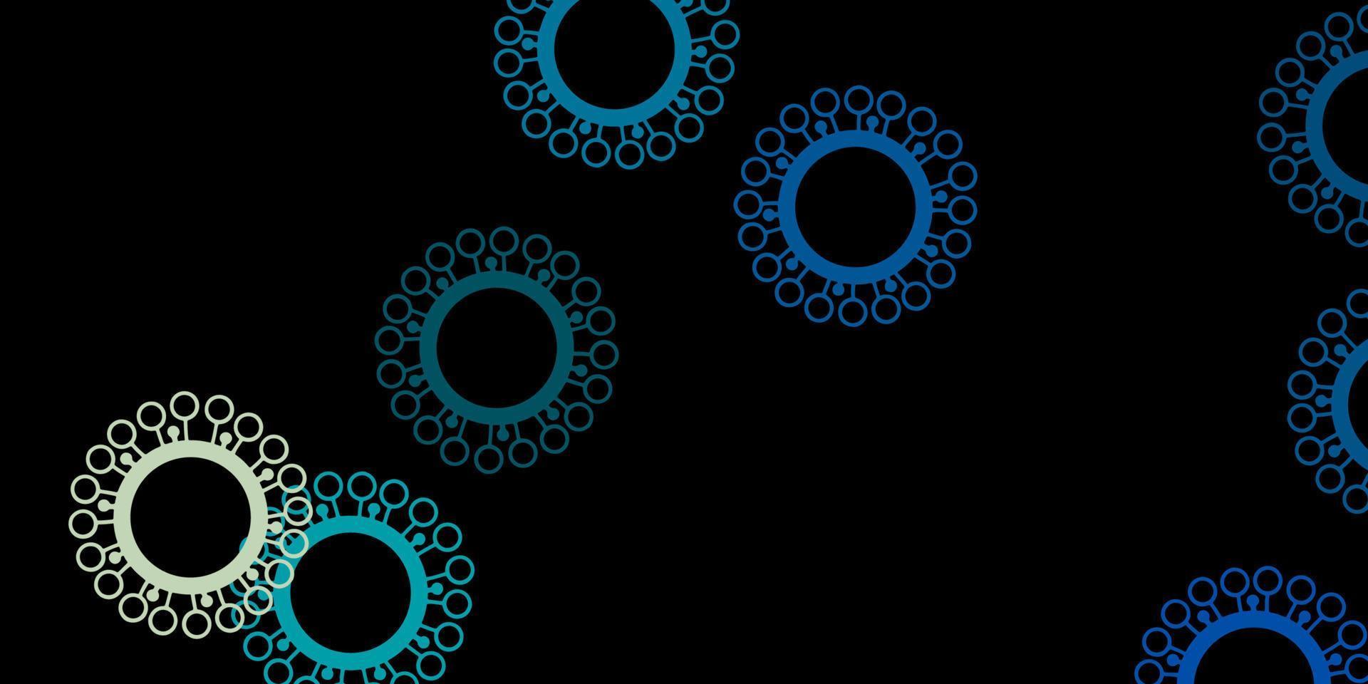 Dark blue, yellow vector pattern with coronavirus elements.