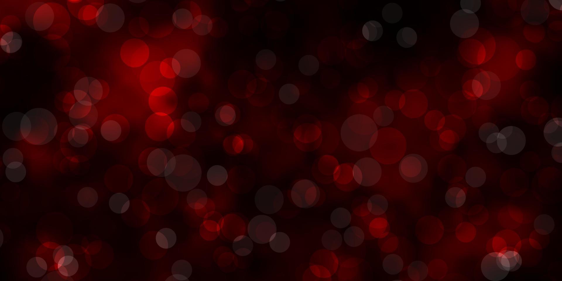 Dark Red vector background with circles.