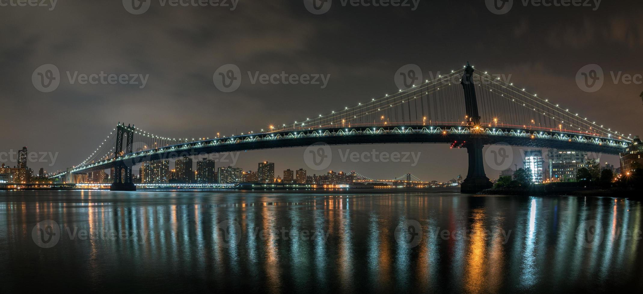 new york cityscape night view from brooklyn photo