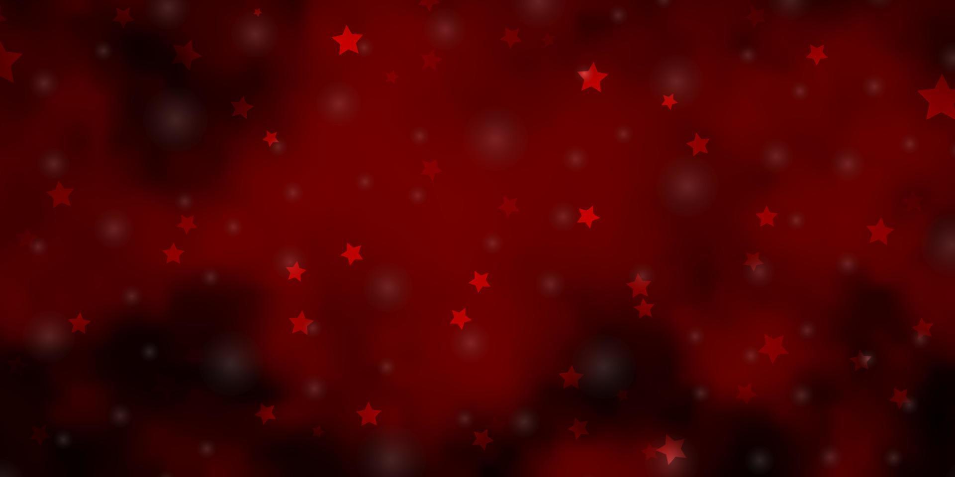 Fondo de vector rojo oscuro con estrellas pequeñas y grandes.