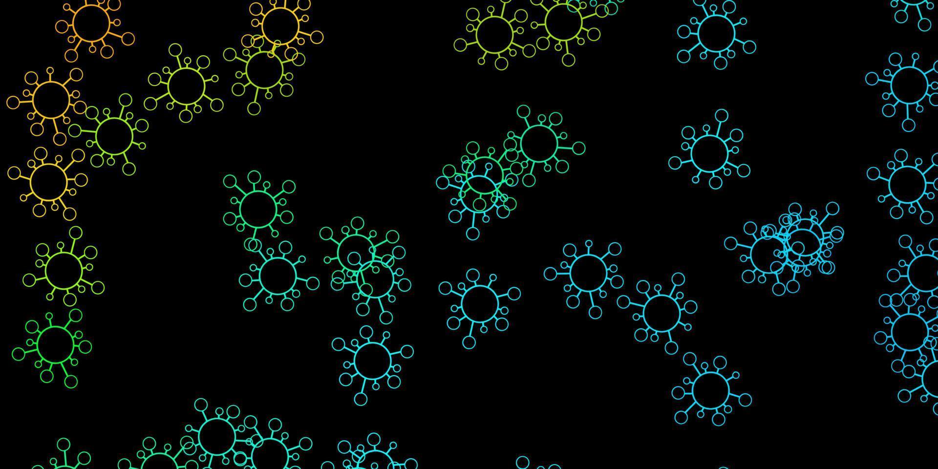 Dark blue, yellow vector backdrop with virus symbols.