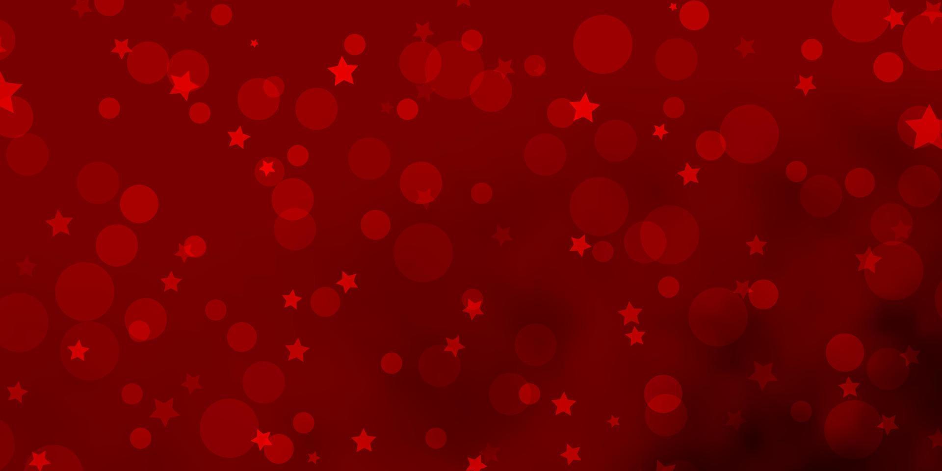 Fondo de vector rojo claro con círculos, estrellas.